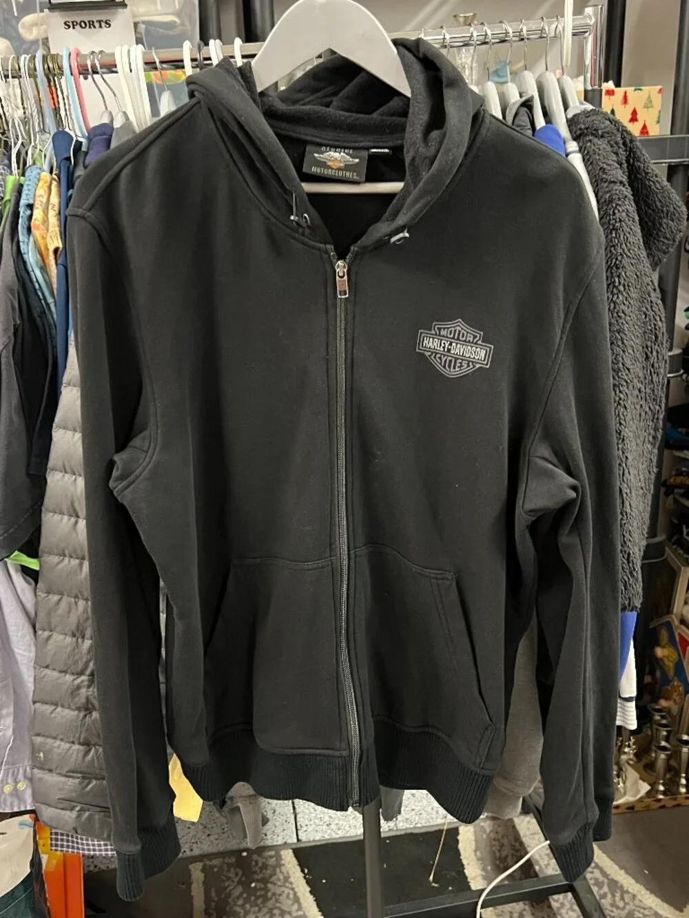 Harley-Davidson Mens Hoodie Size Large Full Zip Shield Biker